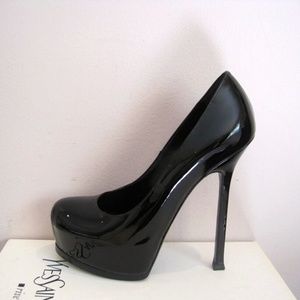YSL Yves Saint Laurent Tribtoo 105 Black Patent Pumps Shoes 39.5 9.5
